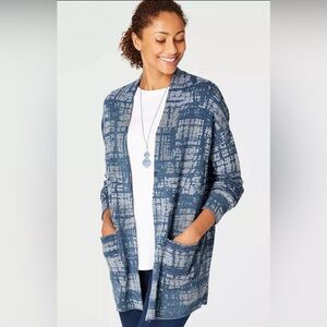 J. Jill Pure Jill M Artisanal Indigo Cardigan Sweater